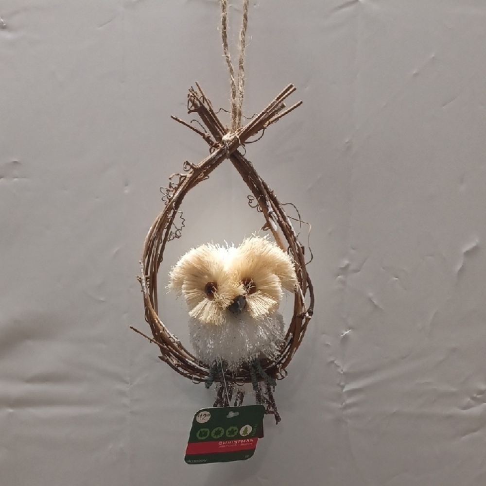 Charming Owl Ornament in Cream and Brown